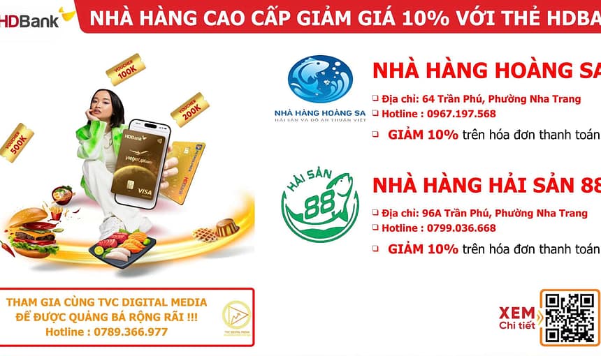 Nhà hàng cao cấp giảm giá 10% với thẻ HDBank